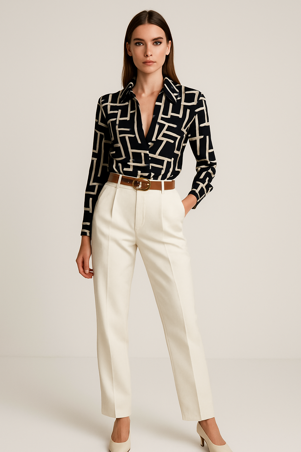 Bluse mit klassischem kragen für damen
