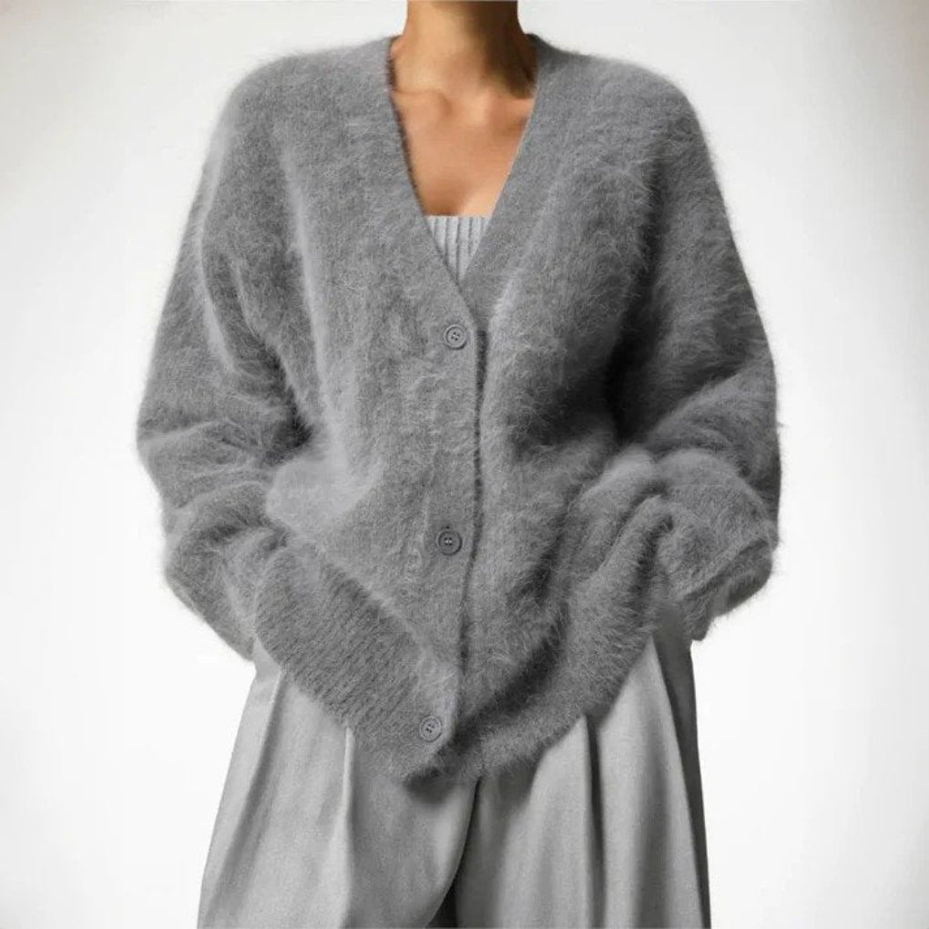 Damen Winterstrickjacke mit offenem Vorderteil und ausgewogener Länge