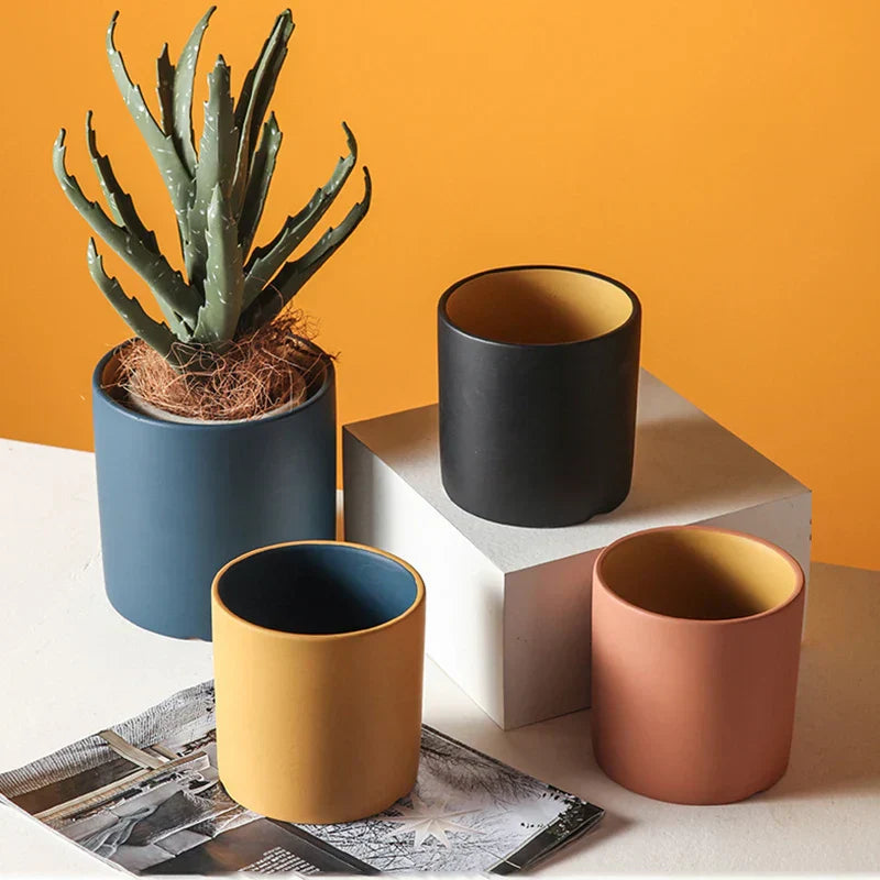 Eleganter Keramik-Blumentopf Groß mit Handglasiertem Innenraum für Stilvolle Akzente-3