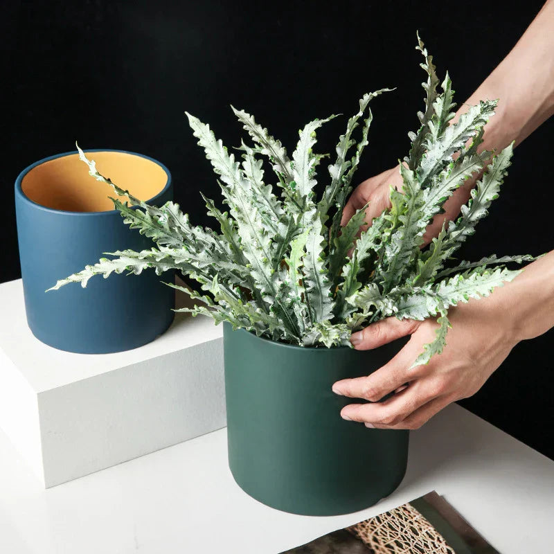 Eleganter Keramik-Blumentopf Groß mit Handglasiertem Innenraum für Stilvolle Akzente-6