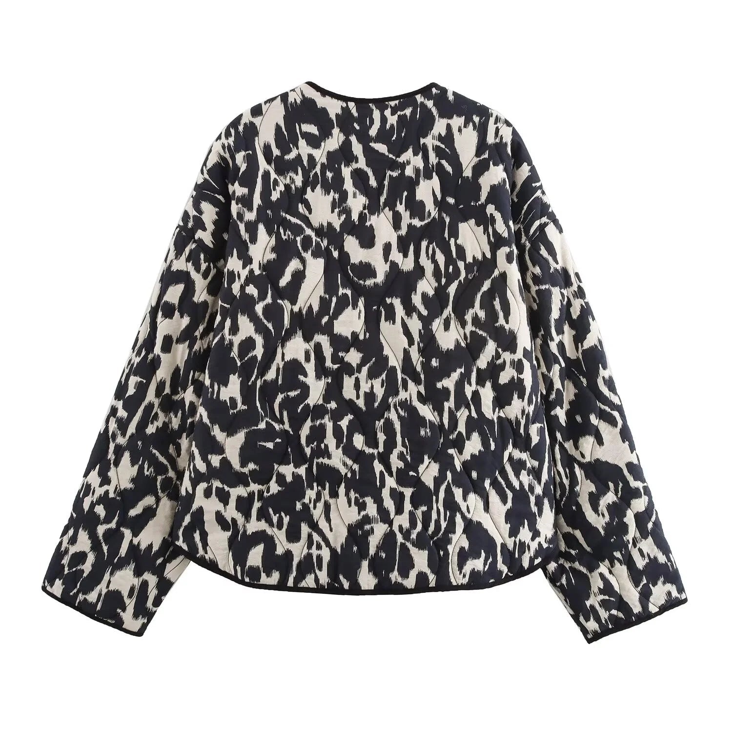 Damen Steppjacke mit Rundhalsausschnitt und Animalprint
