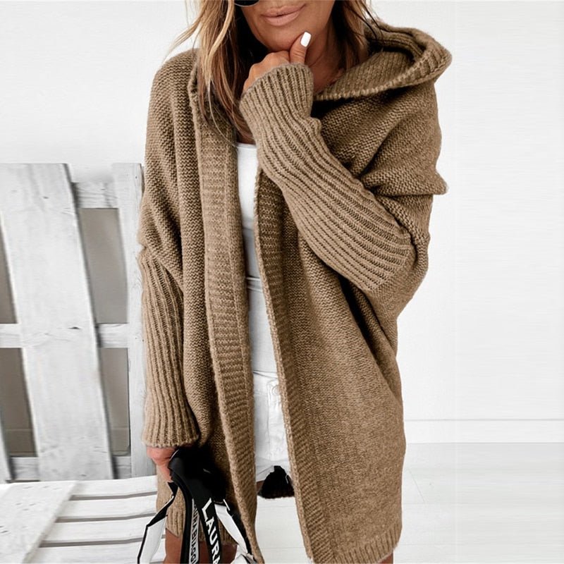 Damen Strickjacke mit Fledermausärmeln und lockerer Passform