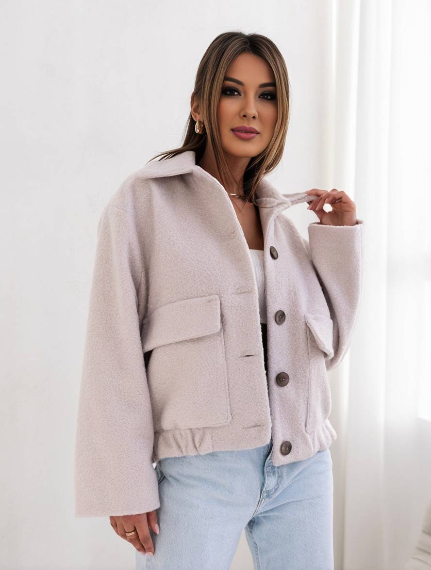 Damen Winterjacke mit Reverskragen und geradem Schnitt