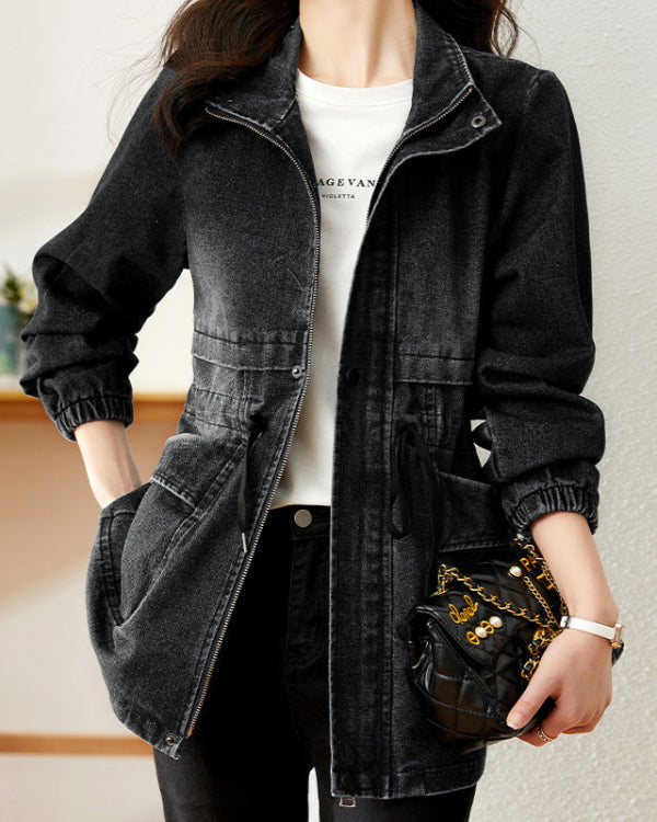 Damen Jeansjacke mit Knopfleiste und strukturiertem Schnitt