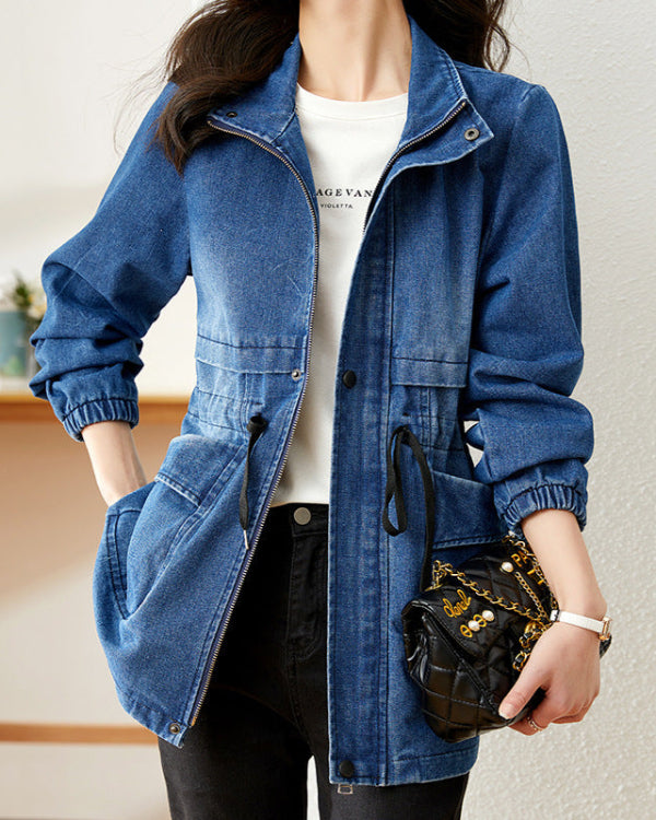 Damen Jeansjacke mit Knopfleiste und strukturiertem Schnitt