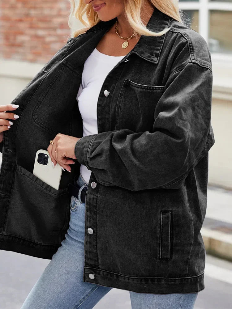 Damen Winterjacke mit Knopfleiste und Brusttaschen
