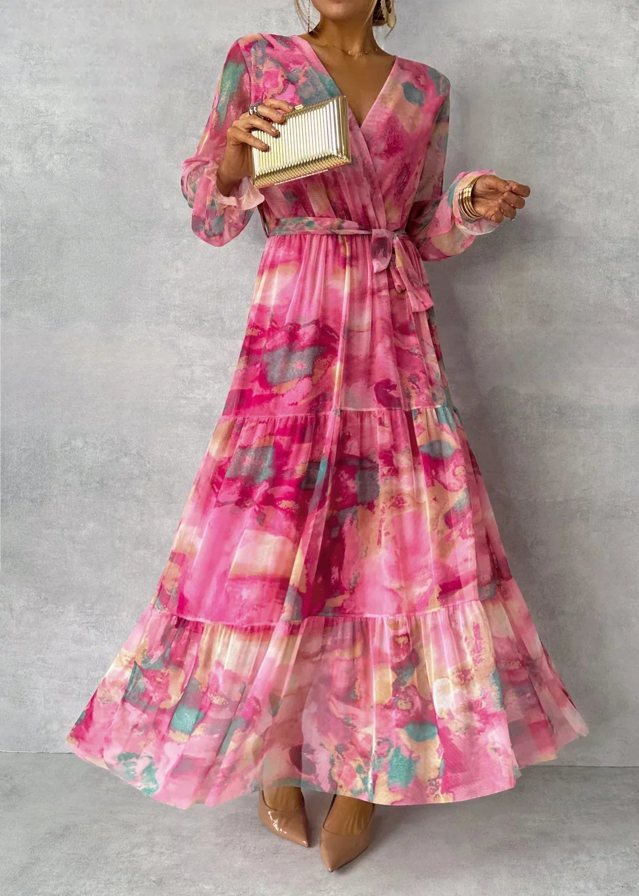 Damen-Langarmkleid für festliche Anlässe in Maxilänge