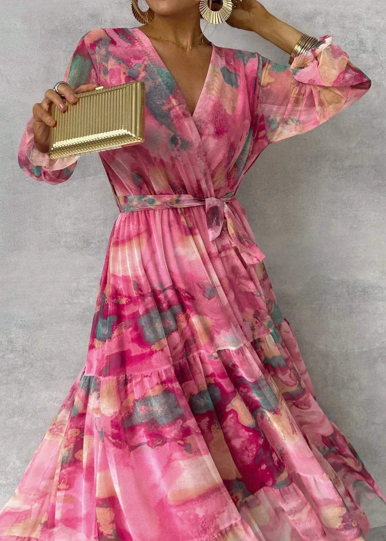 Damen-Langarmkleid für festliche Anlässe in Maxilänge