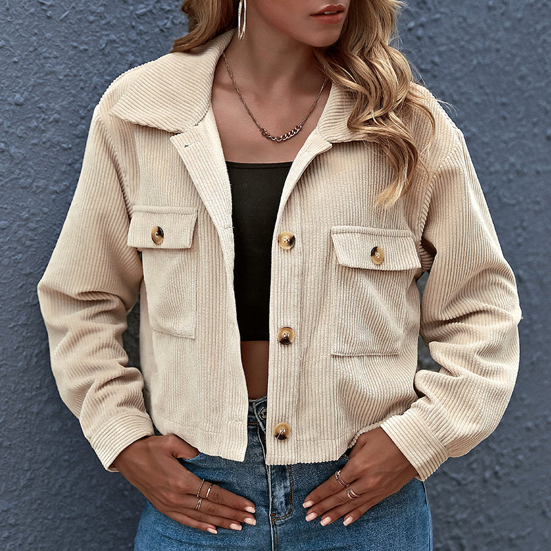 Damenjacke Übergangsjacke mit Reverskragen und Knopfverschluss
