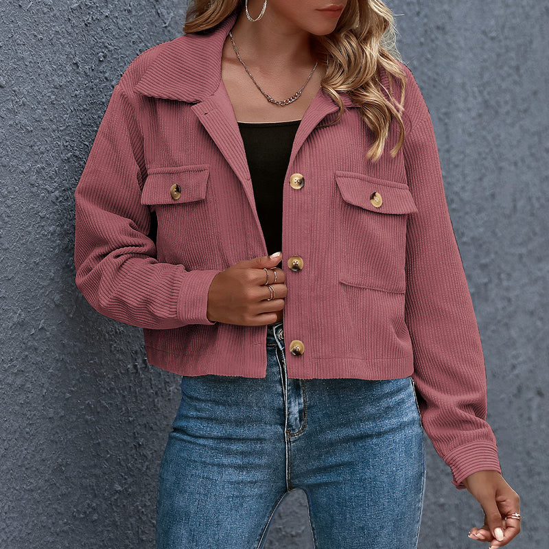 Damenjacke Übergangsjacke mit Reverskragen und Knopfverschluss
