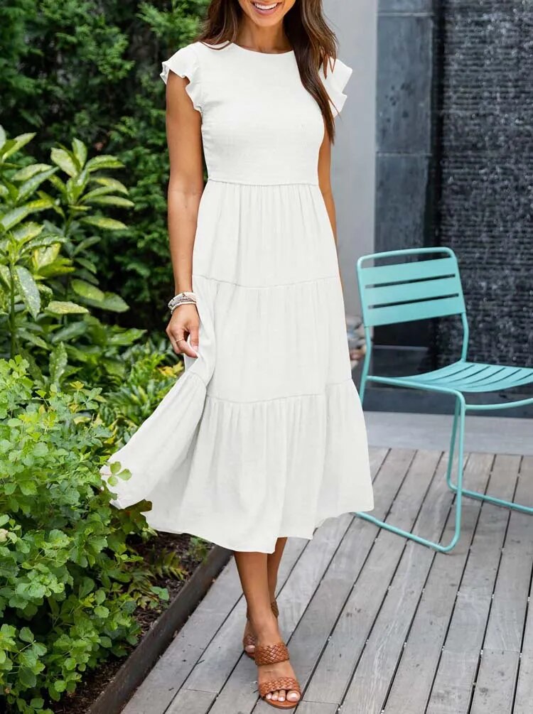 Kleid mit Rundhalsausschnitt und mittlerer Länge