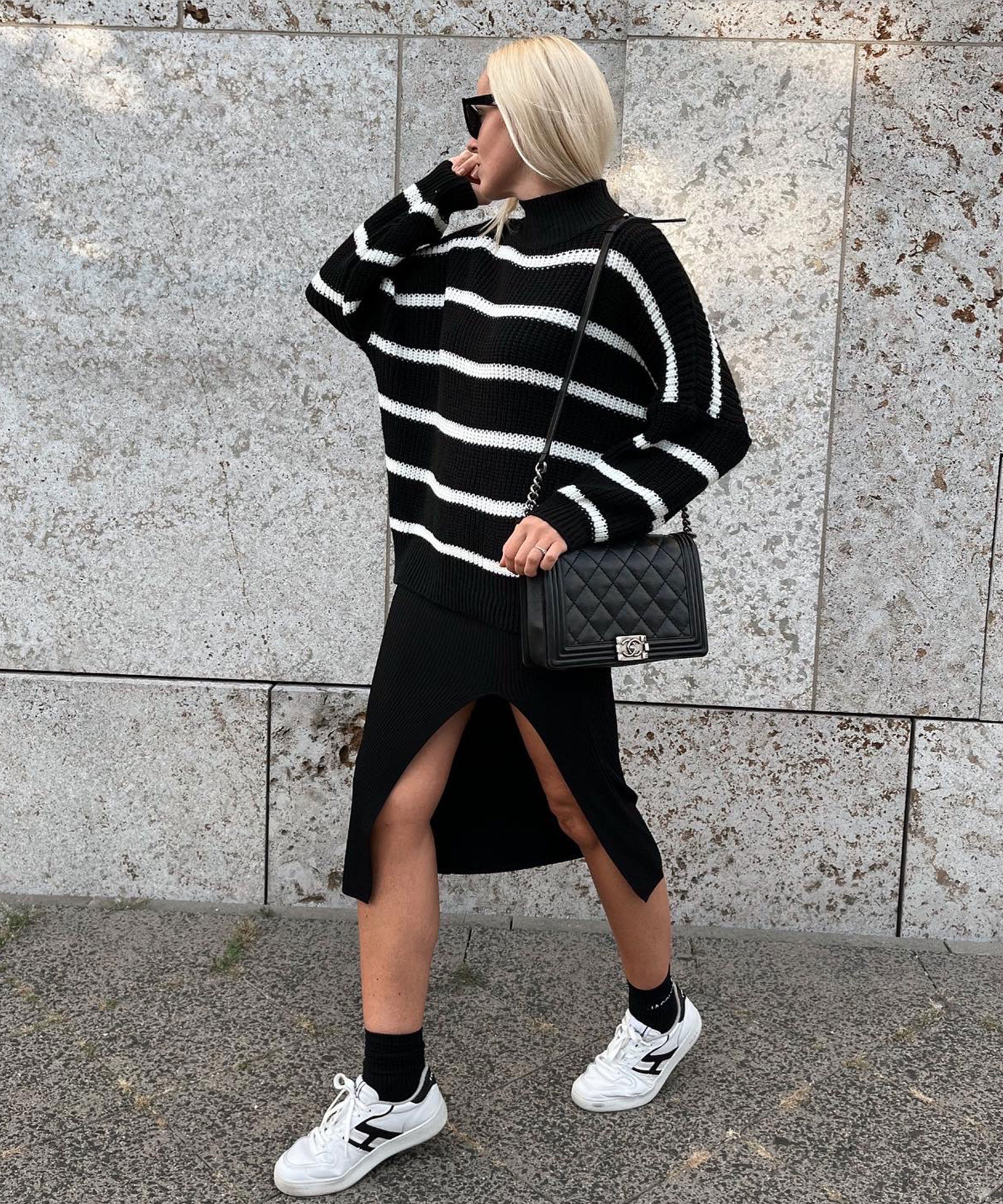 Damen Strickpullover in Schwarz-Weiß