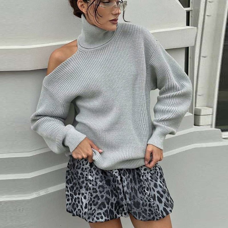 Damen Strickpullover mit asymmetrischem Kragen und weichem Material WOLFF 1