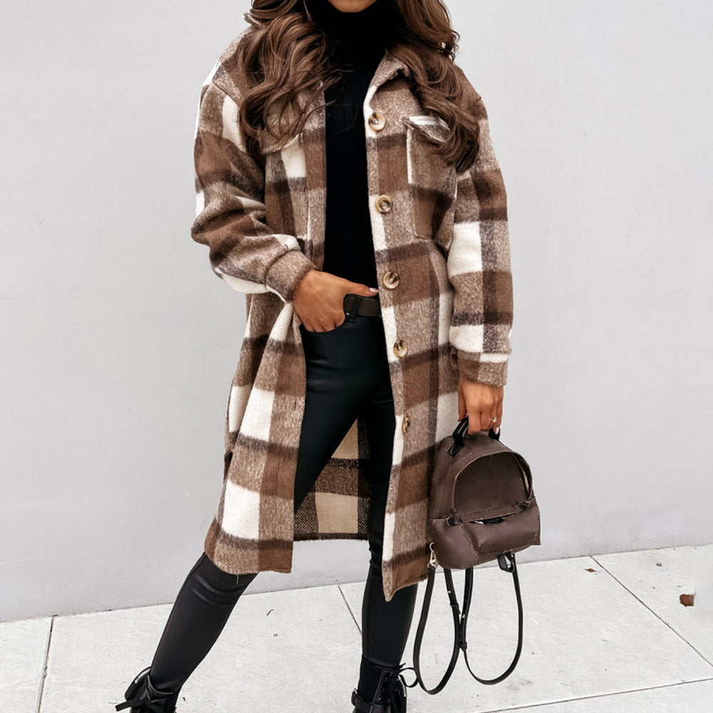 Damen Wintermantel mit langer Silhouette und klassischer Knopfleiste