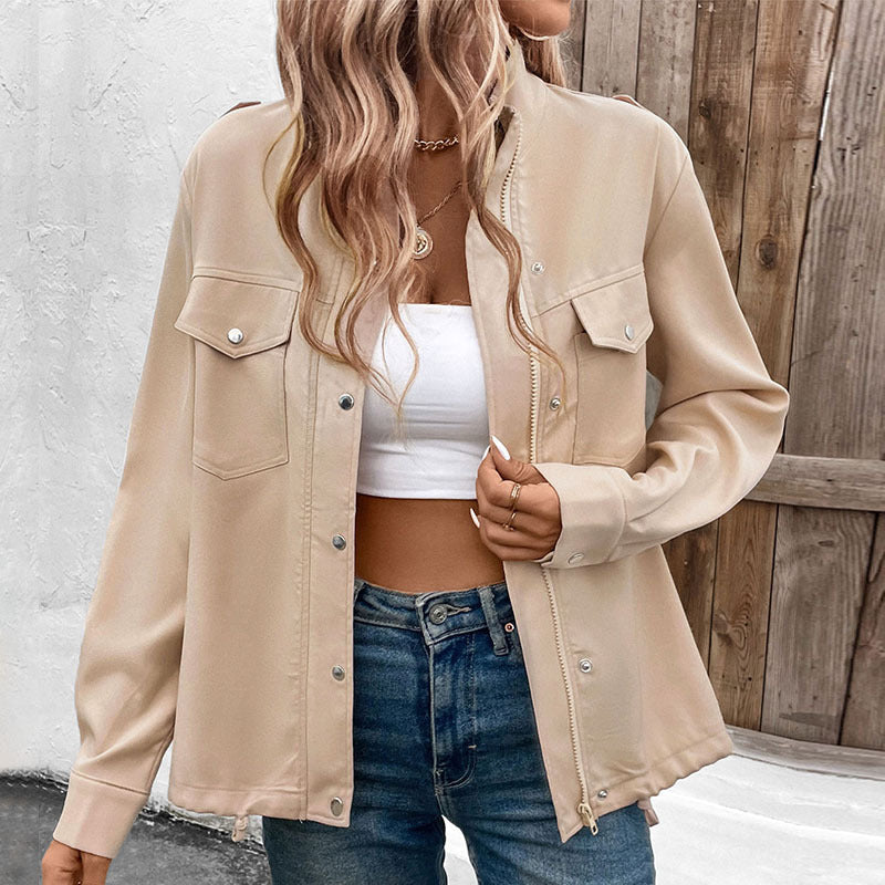 Damen Winterjacke mit Brusttaschen und Stehkragen