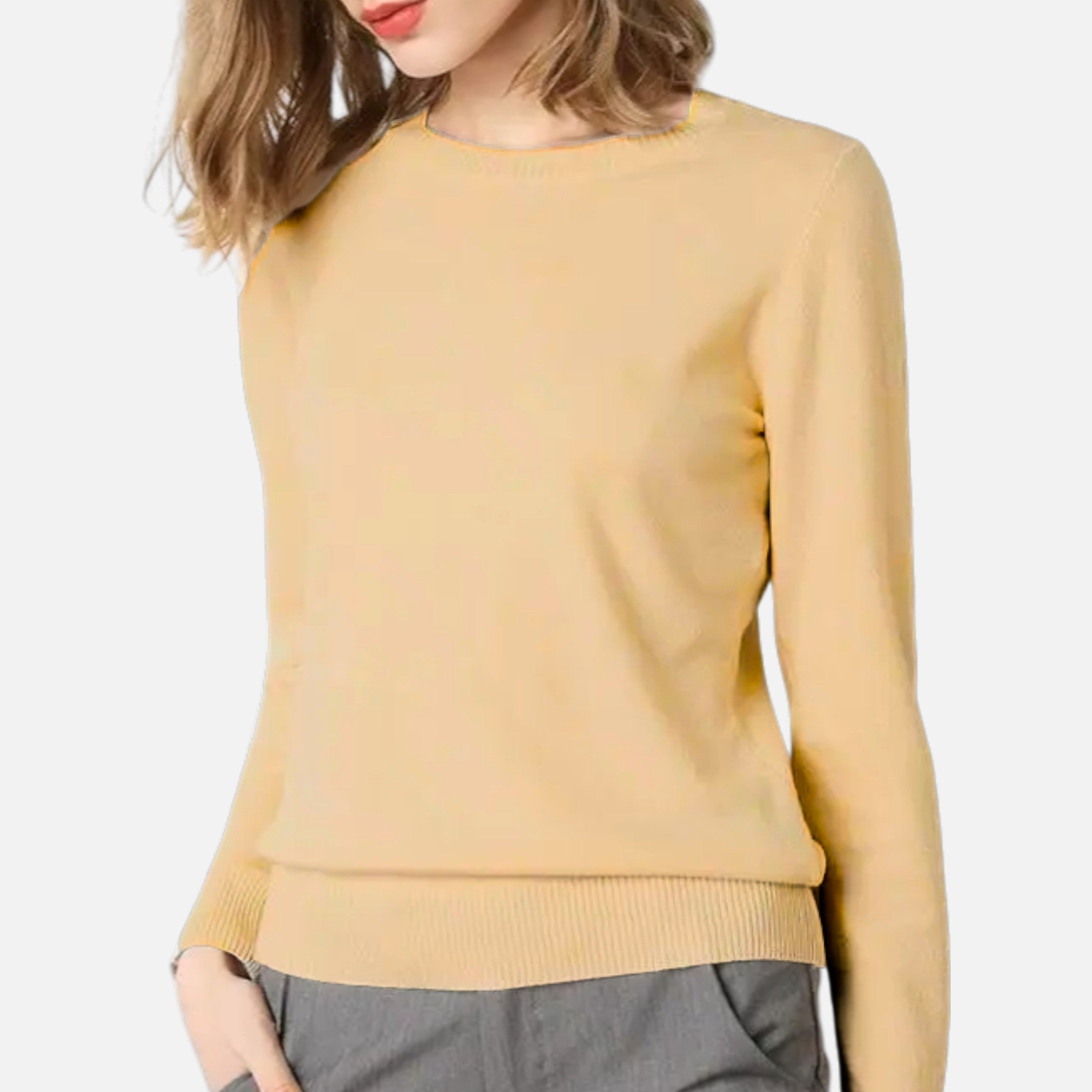 Damenpullover mit Rundhalsausschnitt und schmaler Silhouette für den Winter