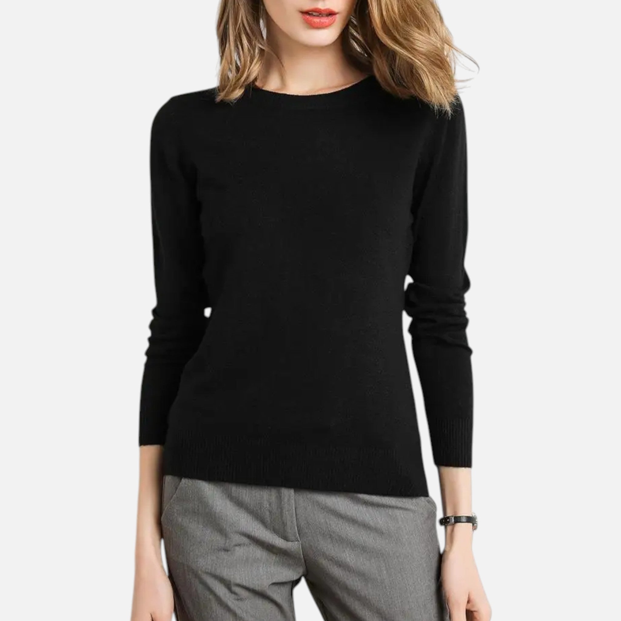 Damenpullover mit Rundhalsausschnitt und schmaler Silhouette für den Winter