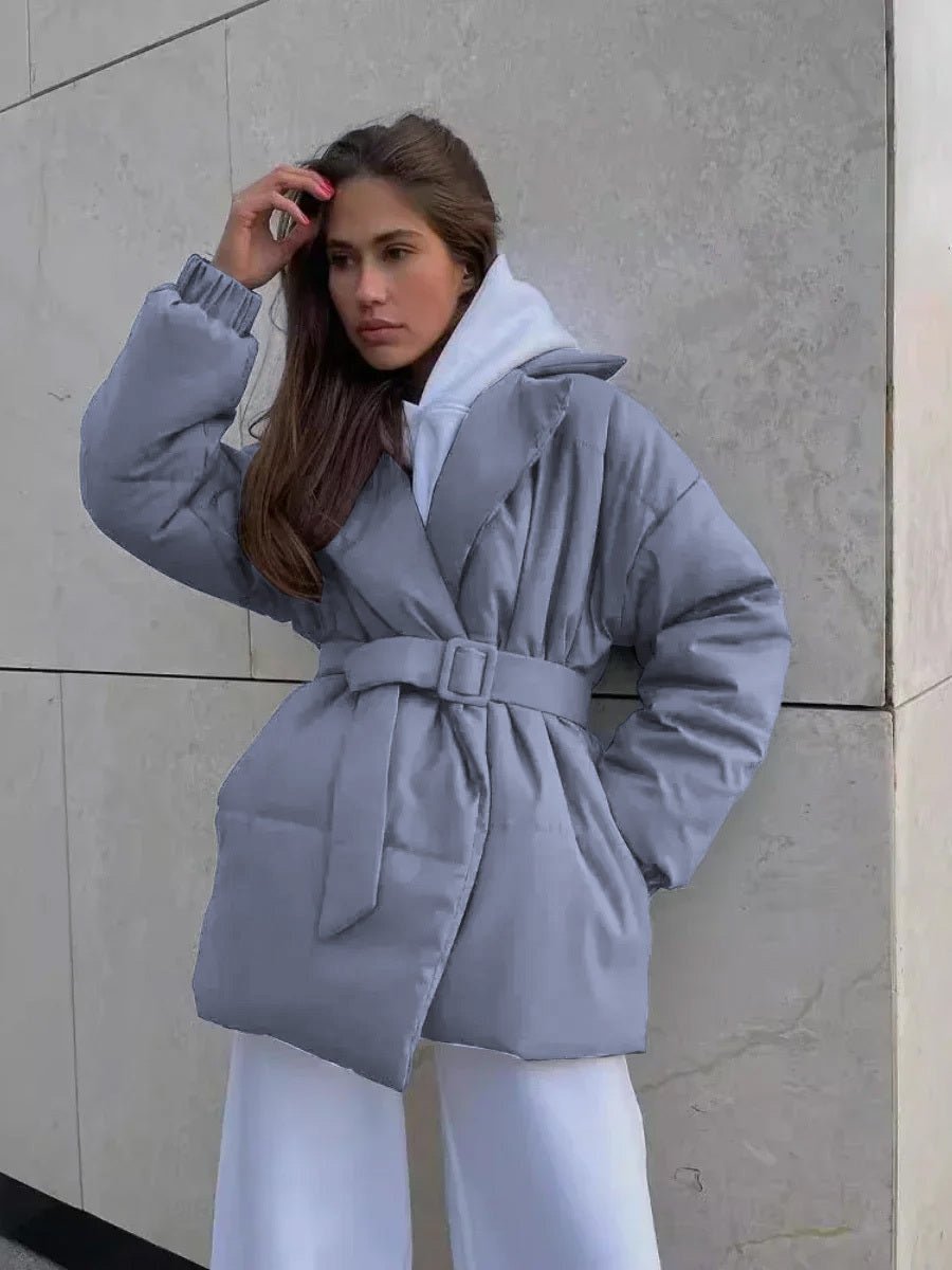 Damen Pufferjacke mit Gürtel und Taillierung
