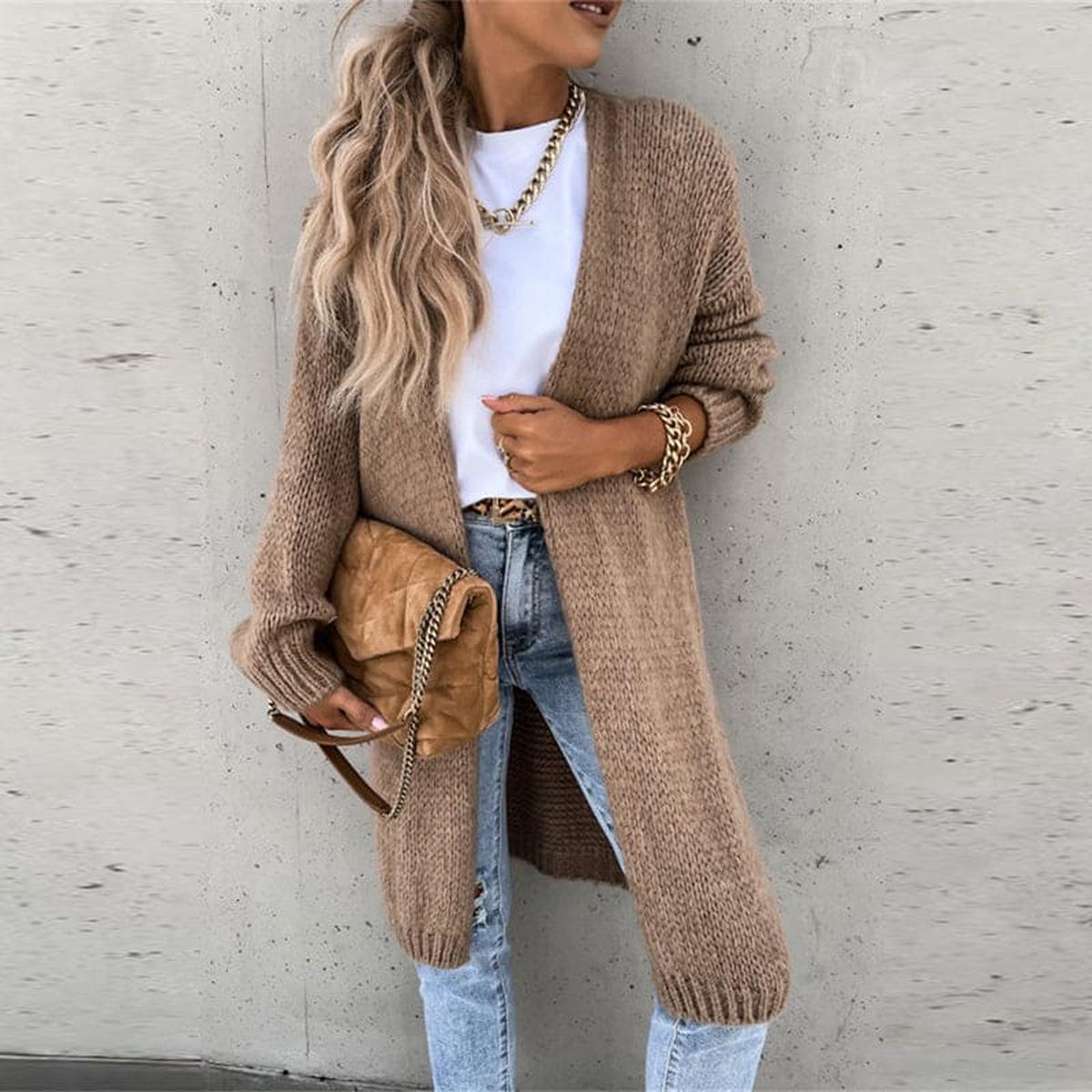 Damen Strickjacke mit langen Ärmeln für den Winter