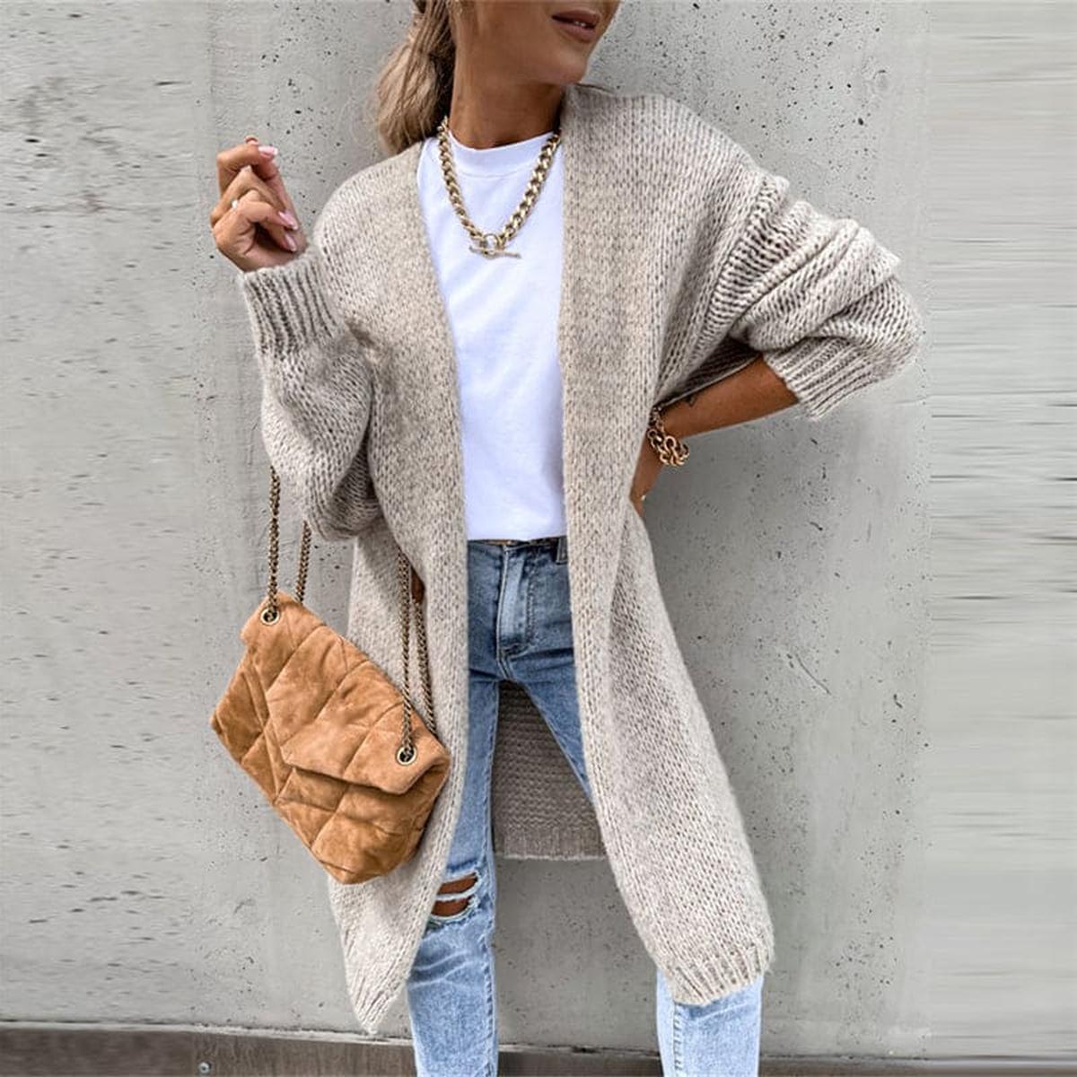 Damen Strickjacke mit langen Ärmeln für den Winter