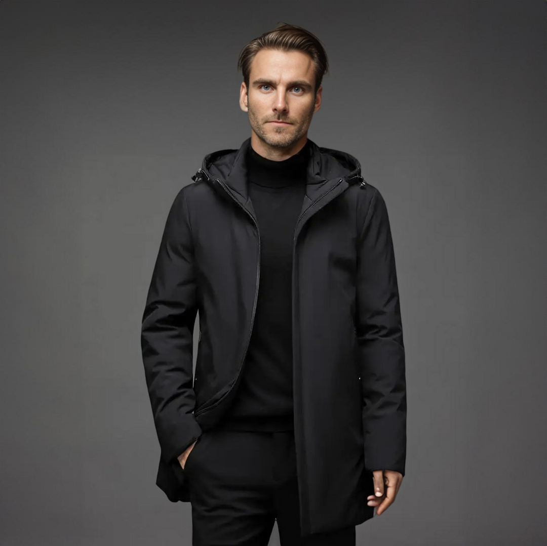 Elegante, warme Herren-Winterjacke mit Kapuze 0