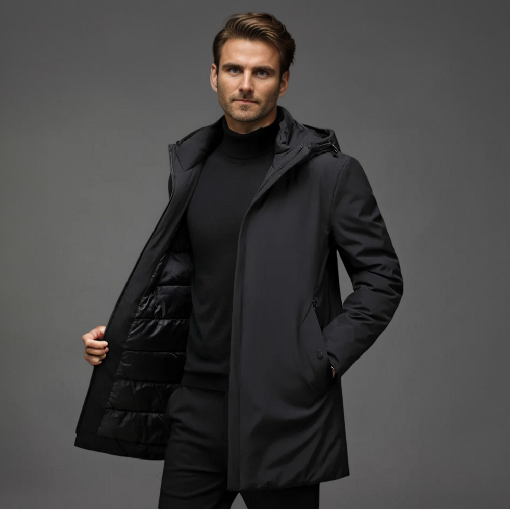 Elegante, warme Herren-Winterjacke mit Kapuze 1