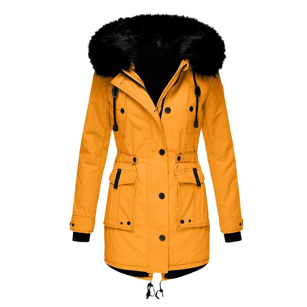 Damen Winterparka mit Kapuze und verstellbarer Taille