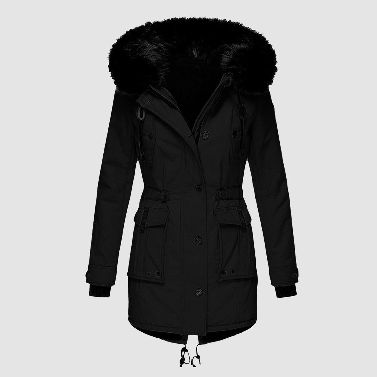 Damen Winterparka mit Kapuze und verstellbarer Taille