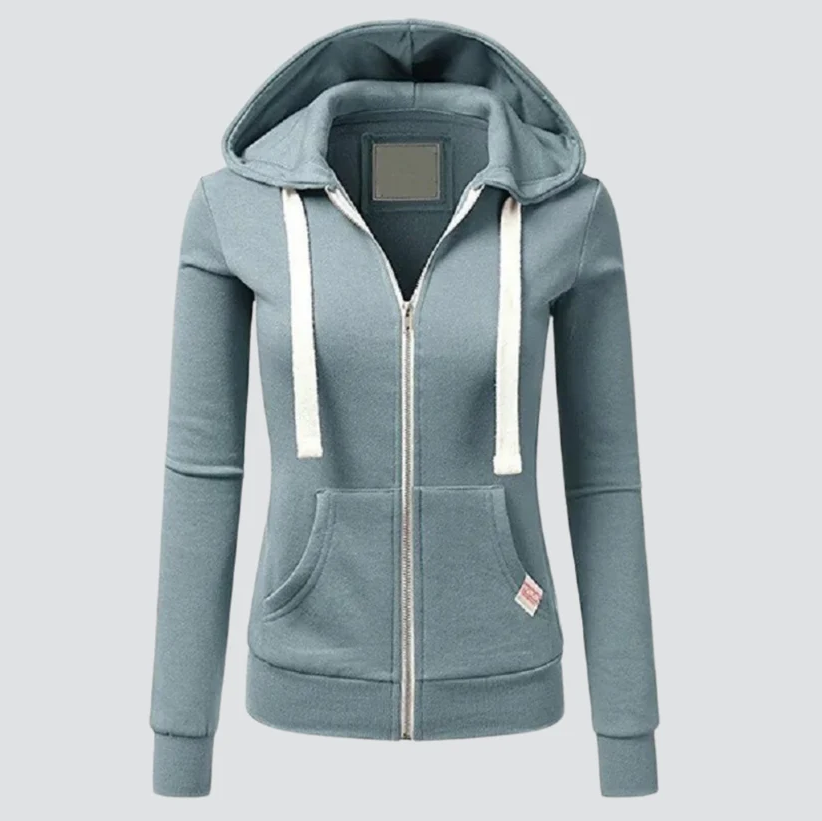 Damen Sweatjacke mit Kordelzug und Reißverschluss