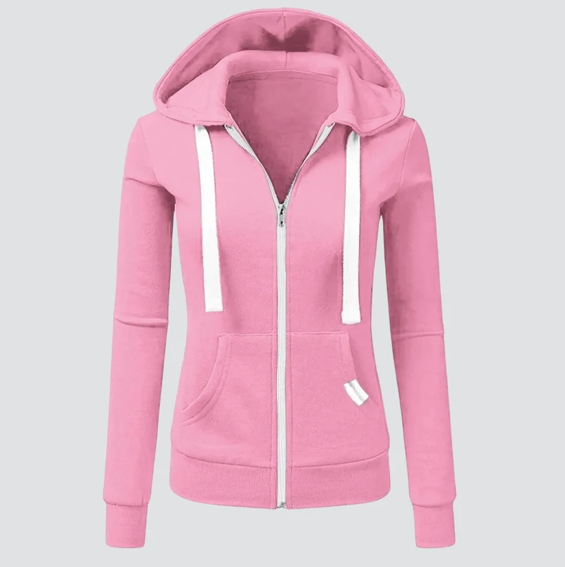 Damen Sweatjacke mit Kordelzug und Reißverschluss