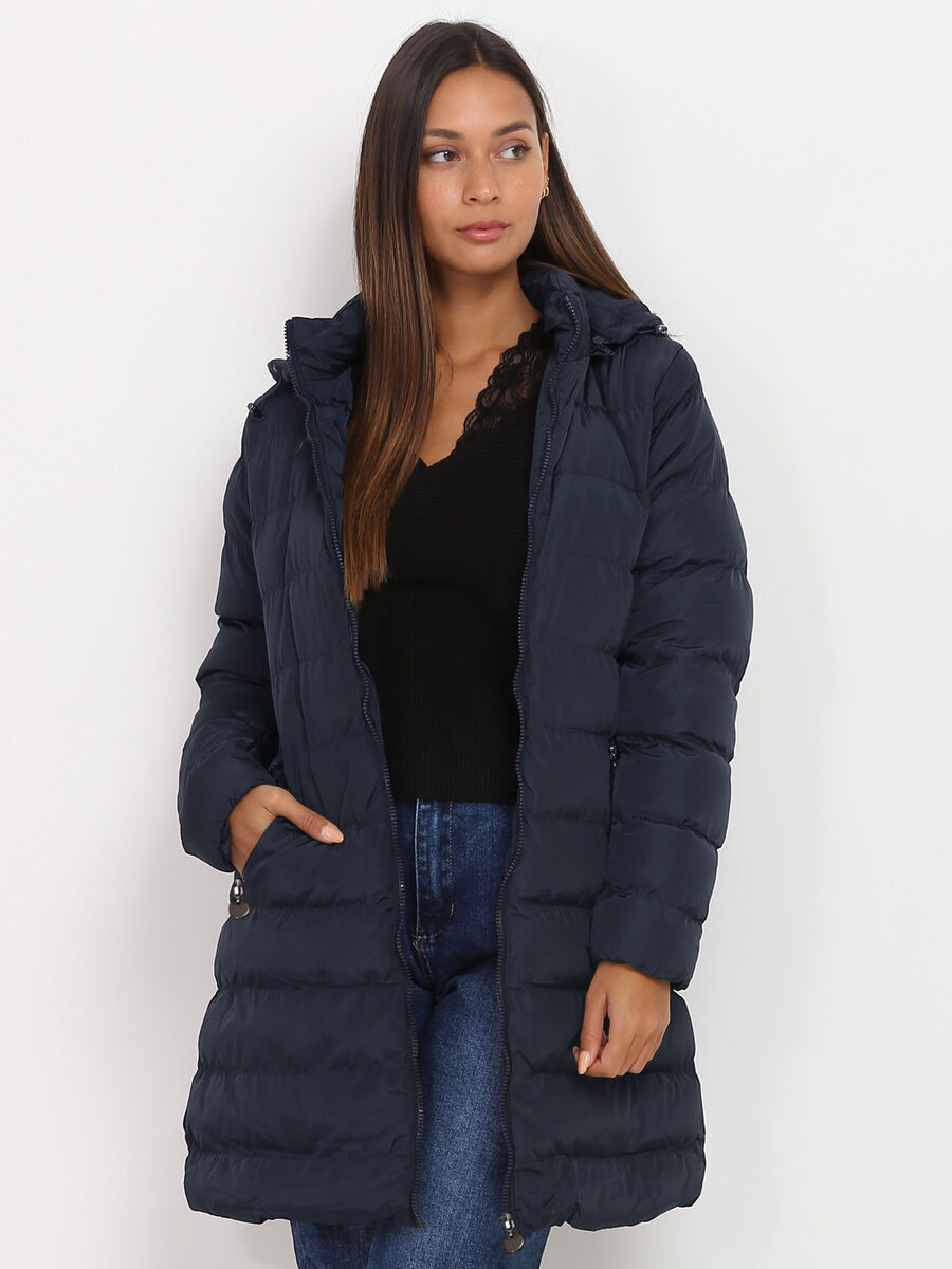 Damen Winterjacke mit Kapuze und verlängerter Passform