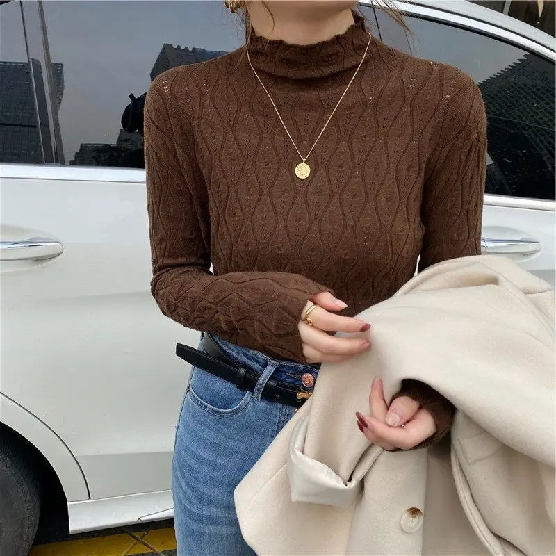 Damen Winter Strickpullover mit Muster und Rundhalsausschnitt