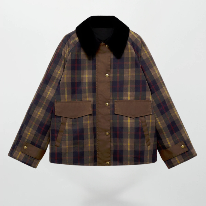 Heidi-Mode | Trendy Damen Karomuster Zip-Up Jacke 0