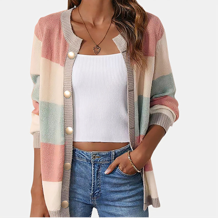 Damen Strickjacke mit feinem Streifenmuster für den Winter