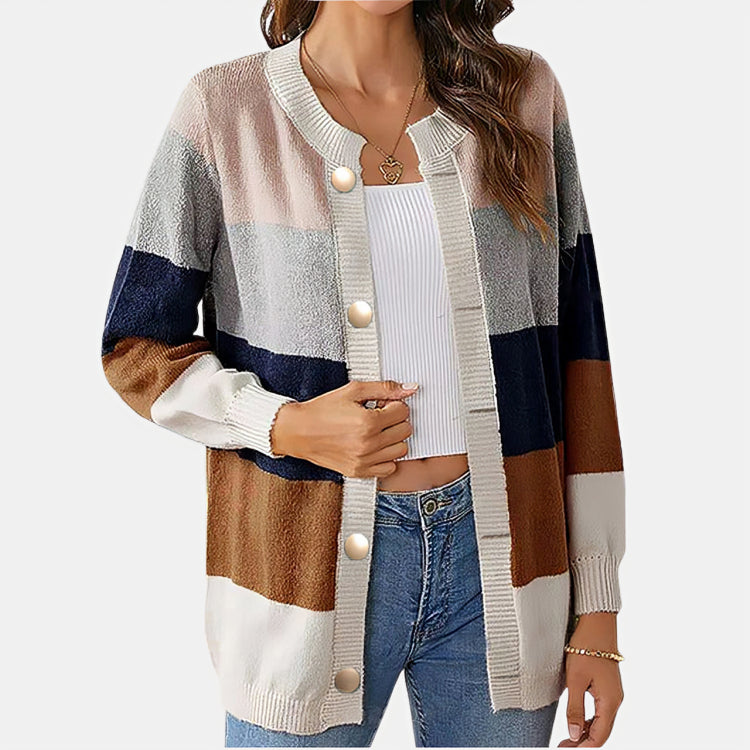 Damen Strickjacke mit feinem Streifenmuster für den Winter