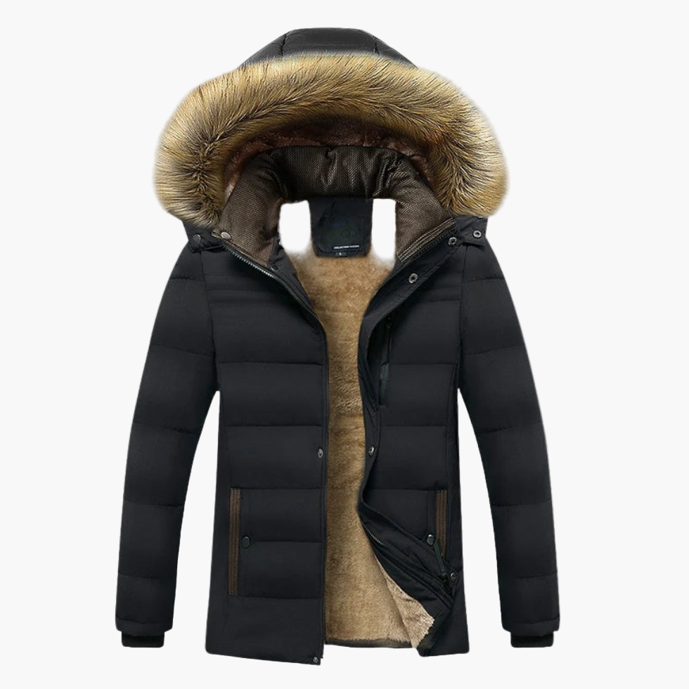 Herren-Winterparka mit Kapuze und Kunstpelz – stylische Outdoor-Jacke für kalte Tage 1