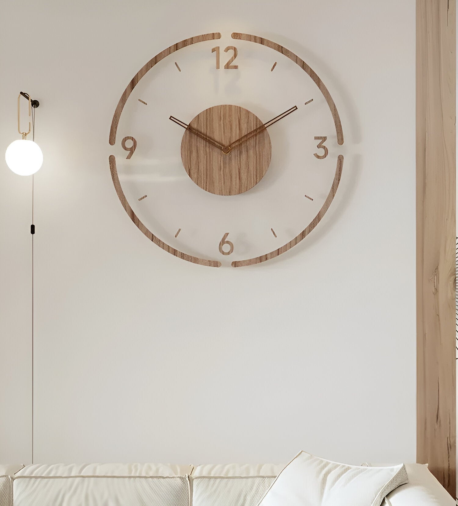 Moderne Wanduhr aus Holz mit digitaler Anzeige und stilvollem Design-4