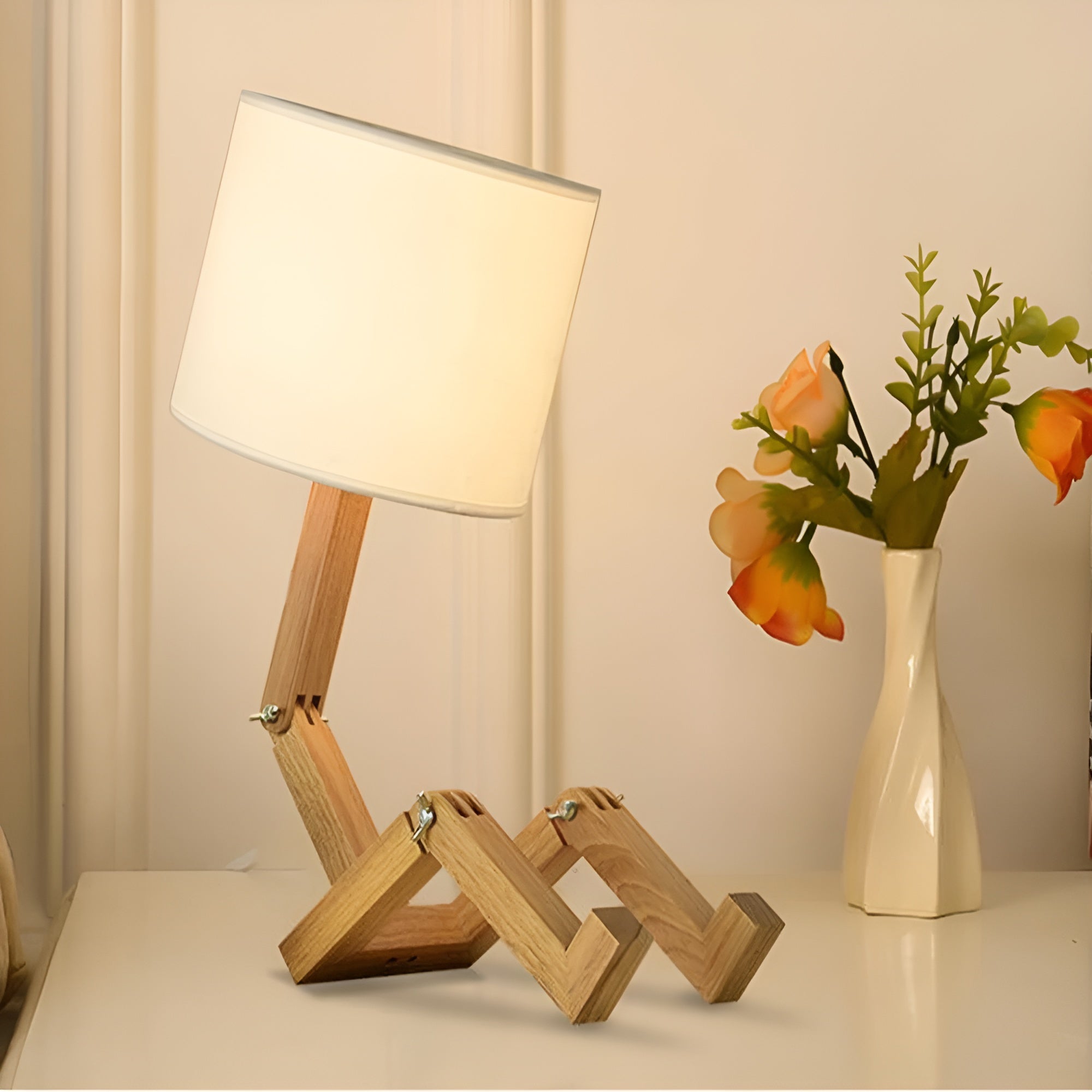 Flexible WoodMan Lampe - Massivholz-Roboter-Schreibtischlampe-2