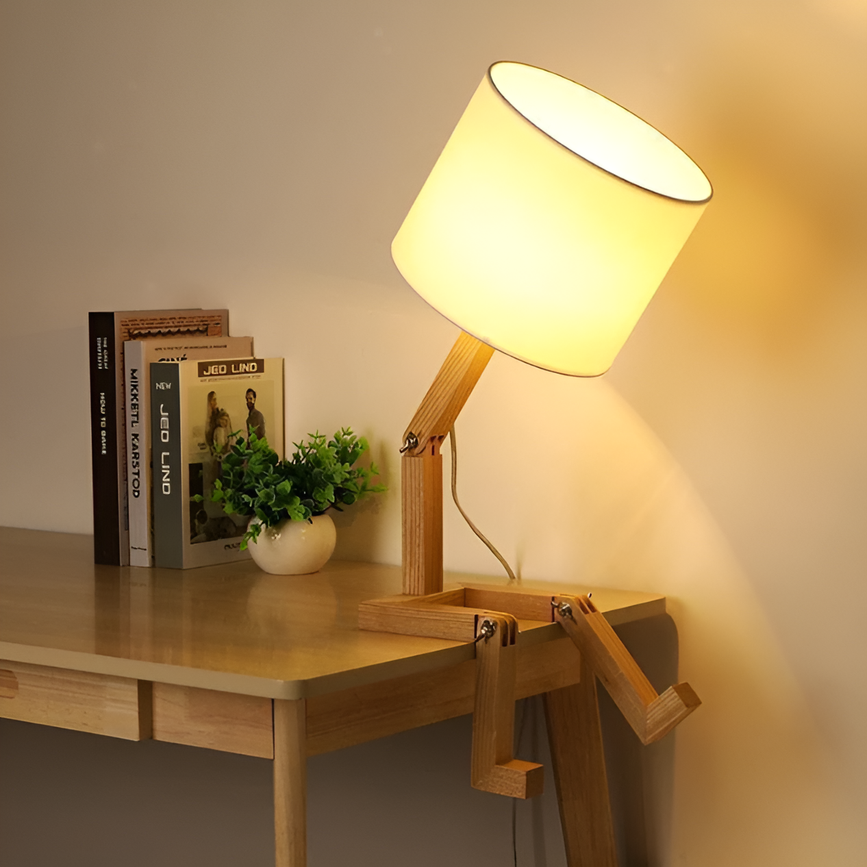 Flexible WoodMan Lampe - Massivholz-Roboter-Schreibtischlampe-1