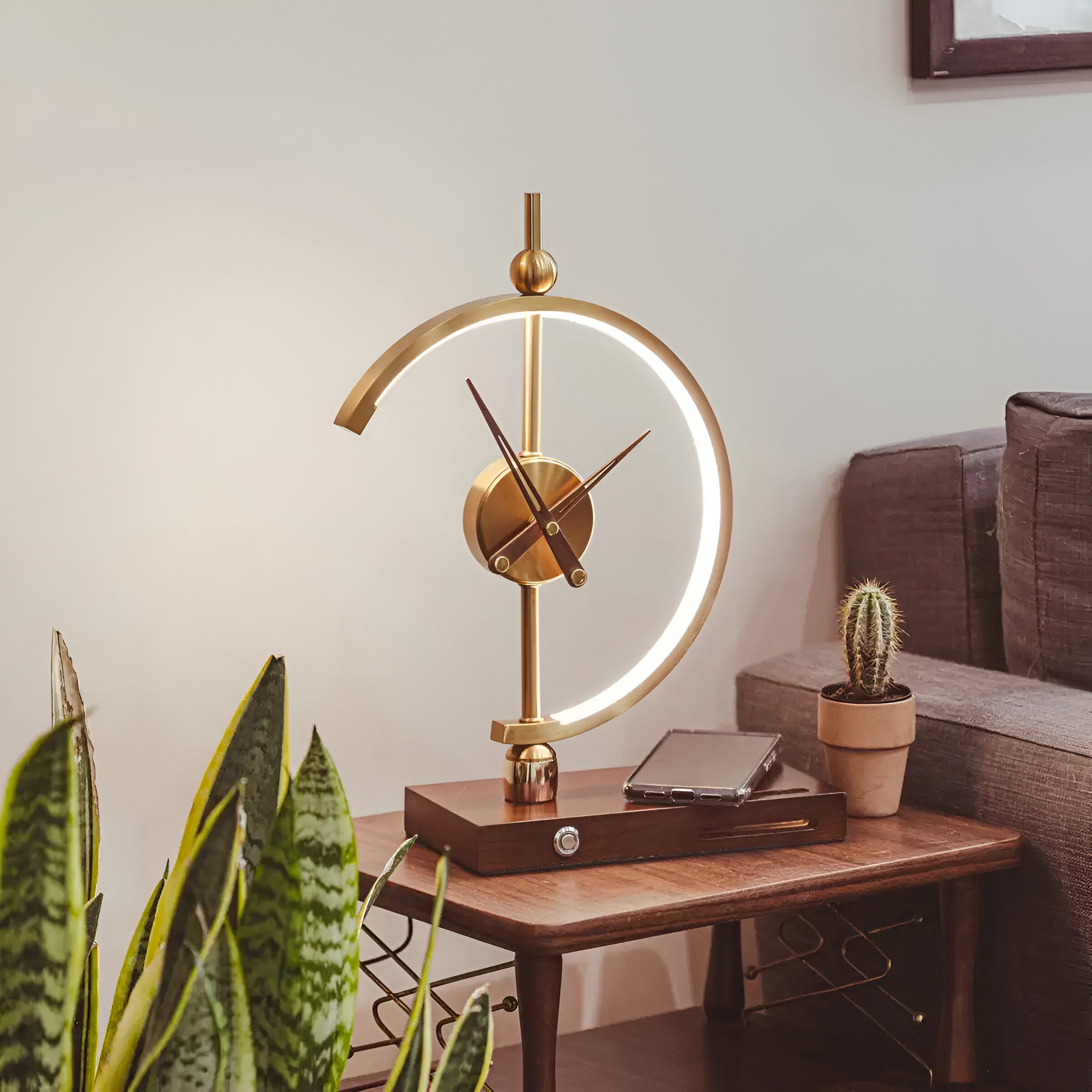 Moderne Kabellose Tischlampe mit LED und Integrierter Uhr-1