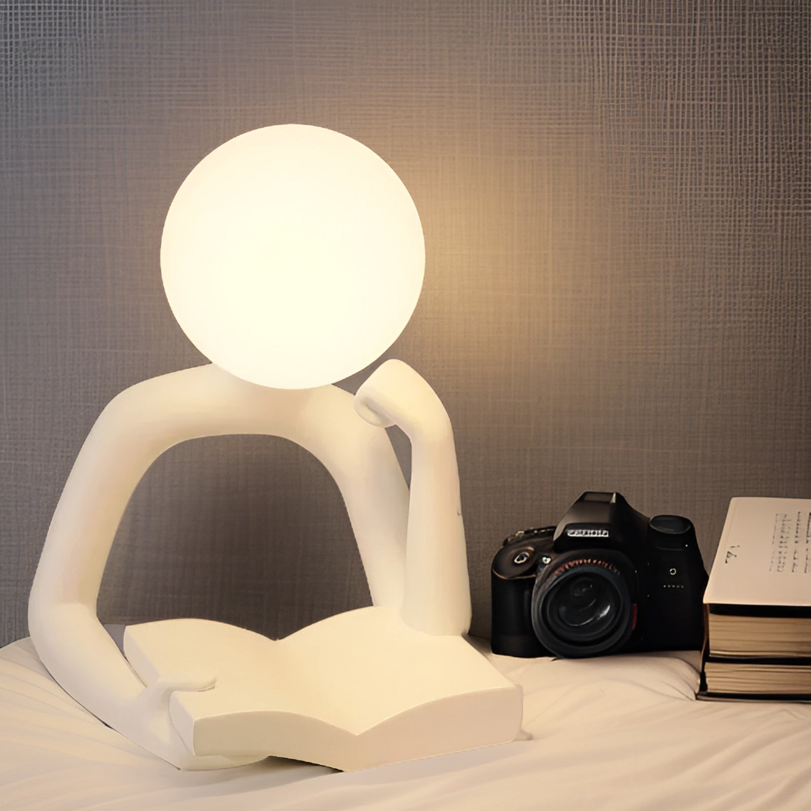 Thinker Moon - Ästhetisches Mond Denk Skulptur Nachtlicht-2