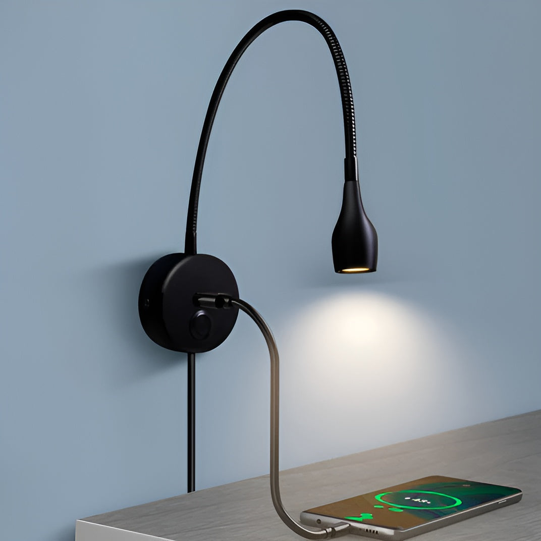 TouchGlow - 2-in-1-Schwanenhals-Wandleuchte mit USB-Ladegerät für Gemütliche Leseabende-2