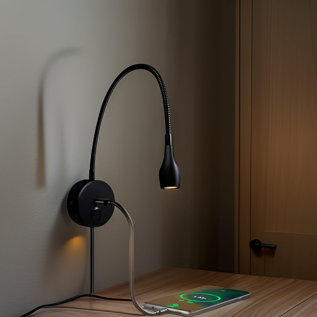 TouchGlow - 2-in-1-Schwanenhals-Wandleuchte mit USB-Ladegerät für Gemütliche Leseabende-3