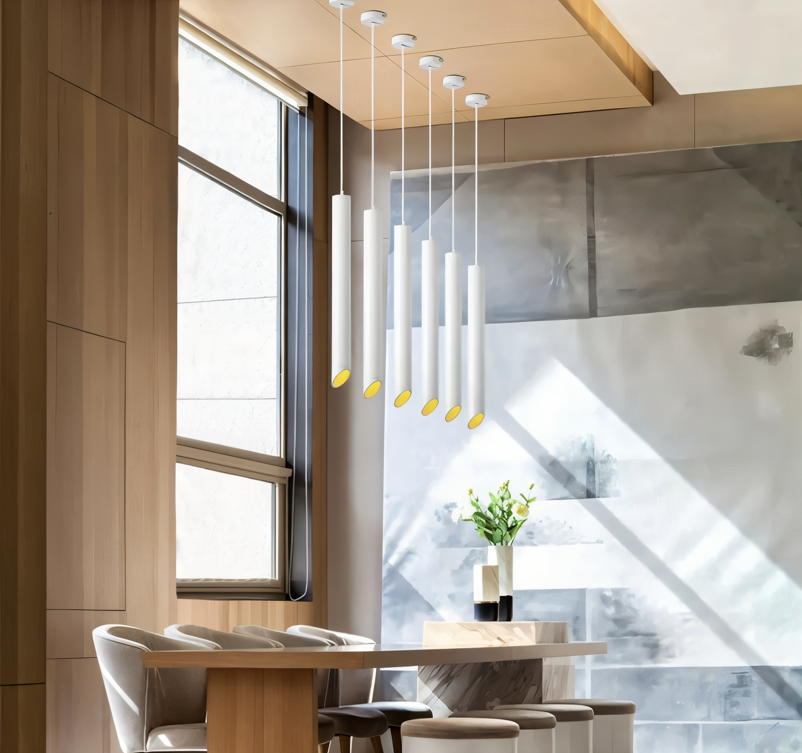 Moderne Pendelleuchte Hängelampe aus Aluminium mit LED für Esszimmer und Wohnzimmer-2