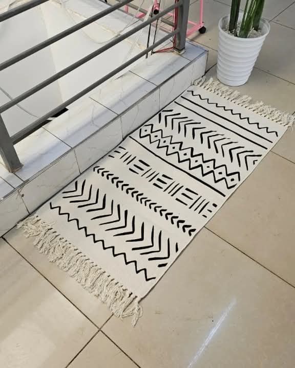 Bohemian Teppich Wohnzimmer mit Quasten – Geometrisches Design für Eleganz und Gemütlichkeit-1