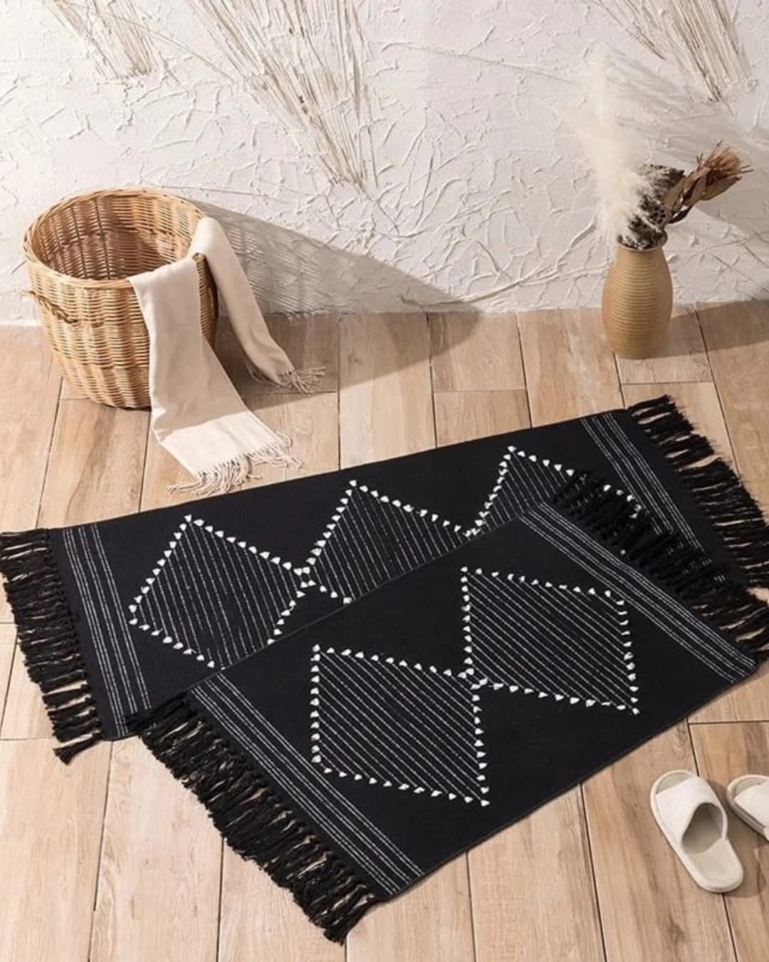 Bohemian Teppich Wohnzimmer mit Quasten – Geometrisches Design für Eleganz und Gemütlichkeit-2