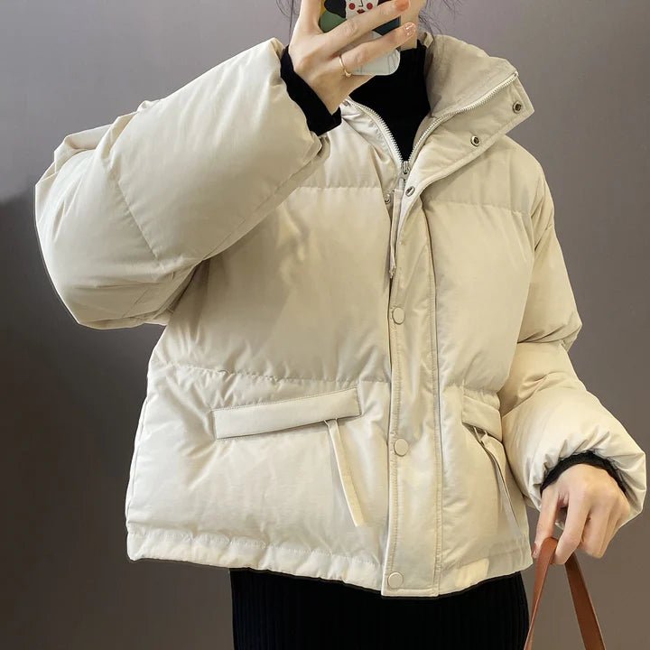Damen Pufferjacke mit Kapuze und Reißverschluss