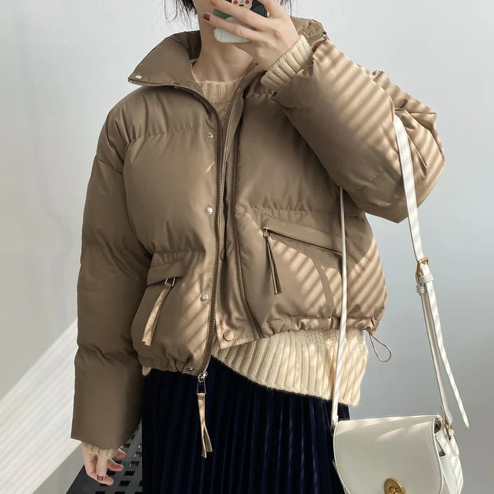 Damen Pufferjacke mit Kapuze und Reißverschluss
