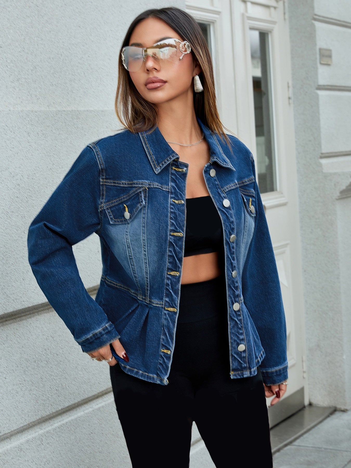 Damen Jeansjacke mit Knopfleiste