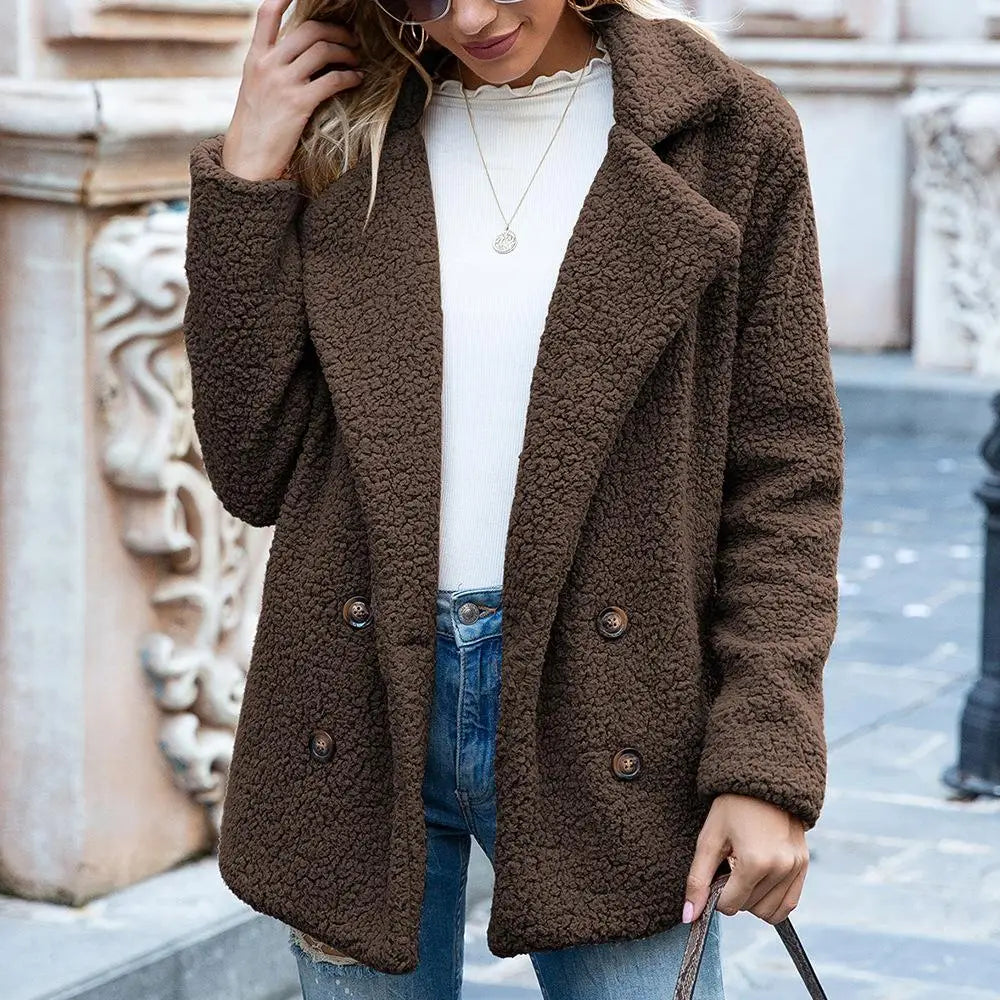 Damen Winterjacke mit Knopfverschluss und langen Ärmeln